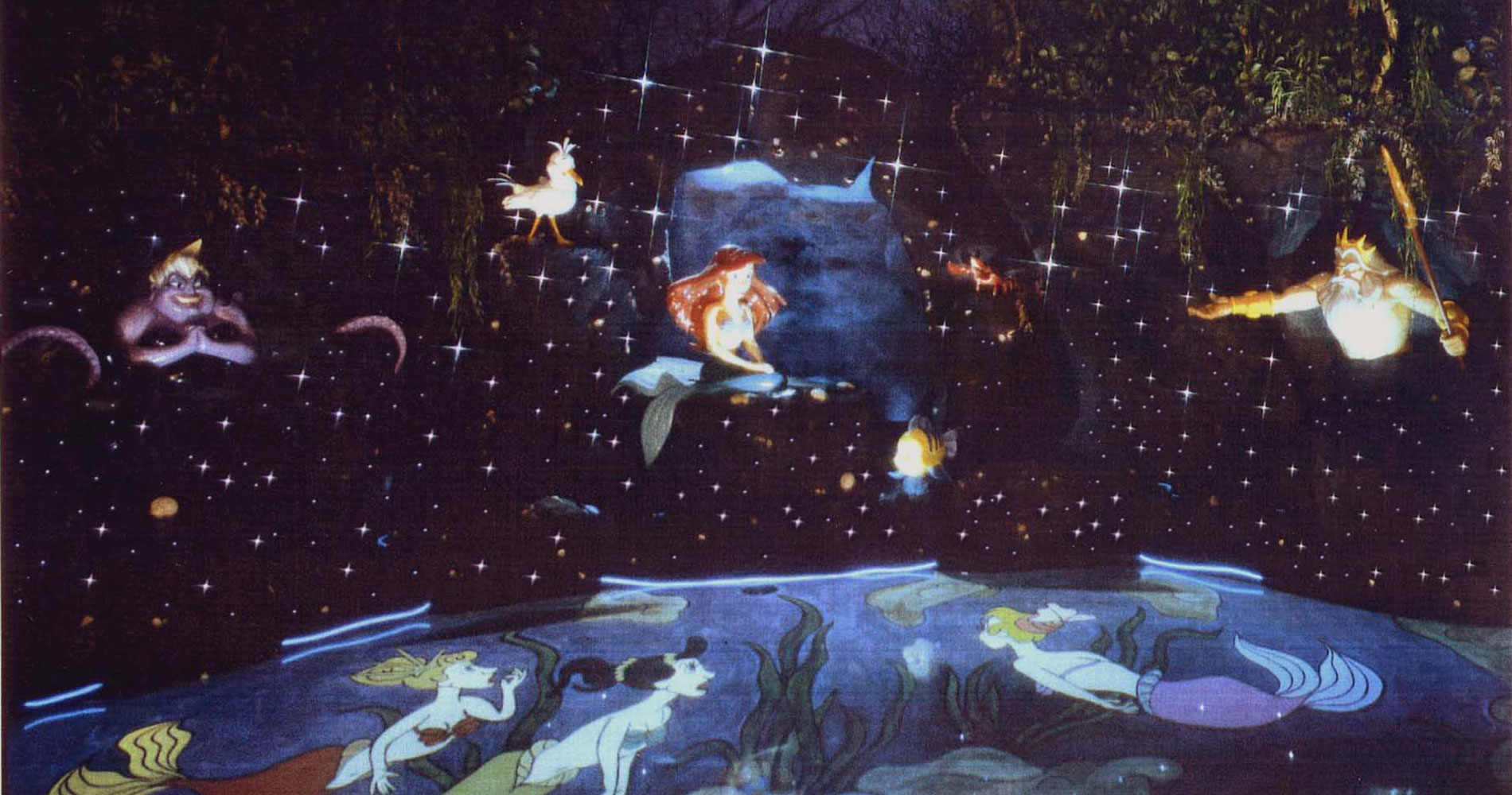 Themed mural with fiber optic stars