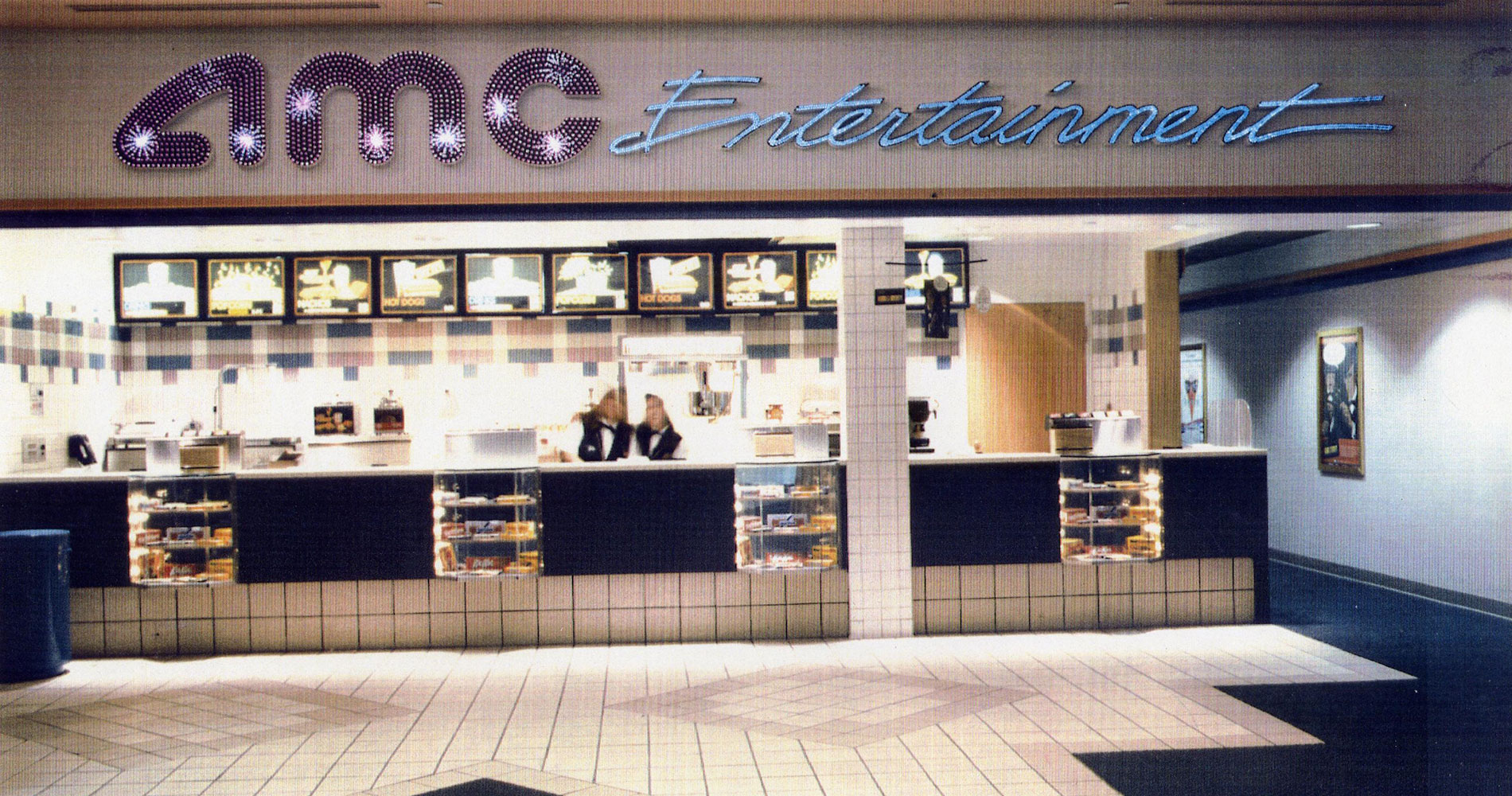 Theater concession stand with fiber optic signage