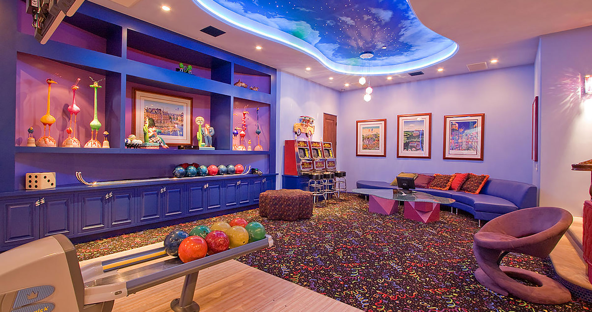 Game room with a star ceiling dome