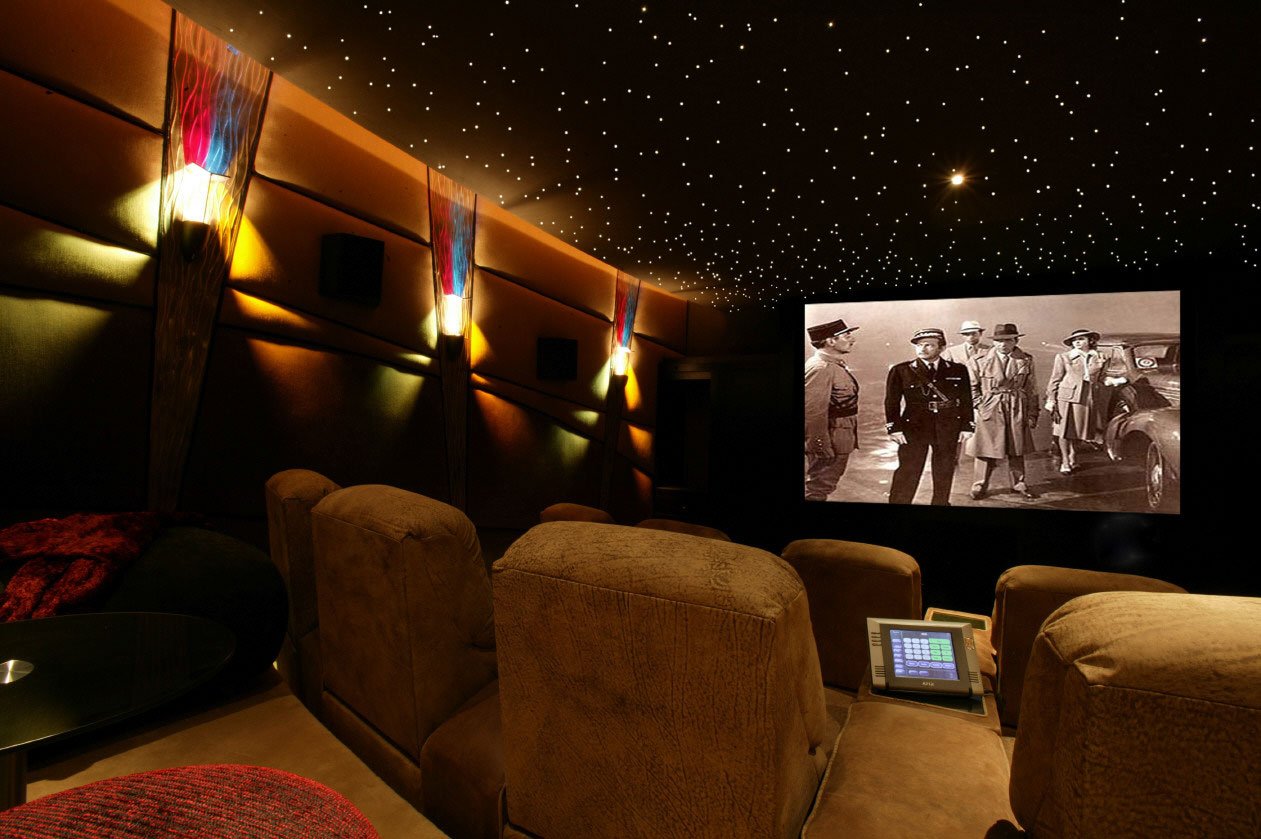 Dark home theater under a field of fiber optic stars